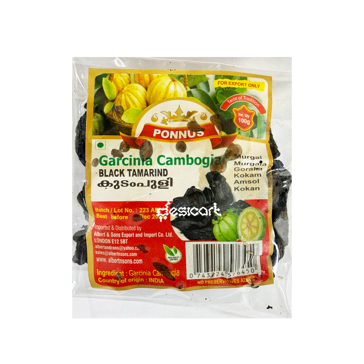 Ponnus Black Tamarind 100g