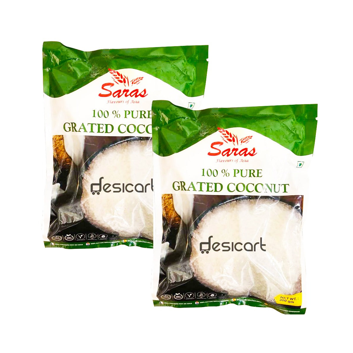 Saras Grated Coconut 300g Pack of 2