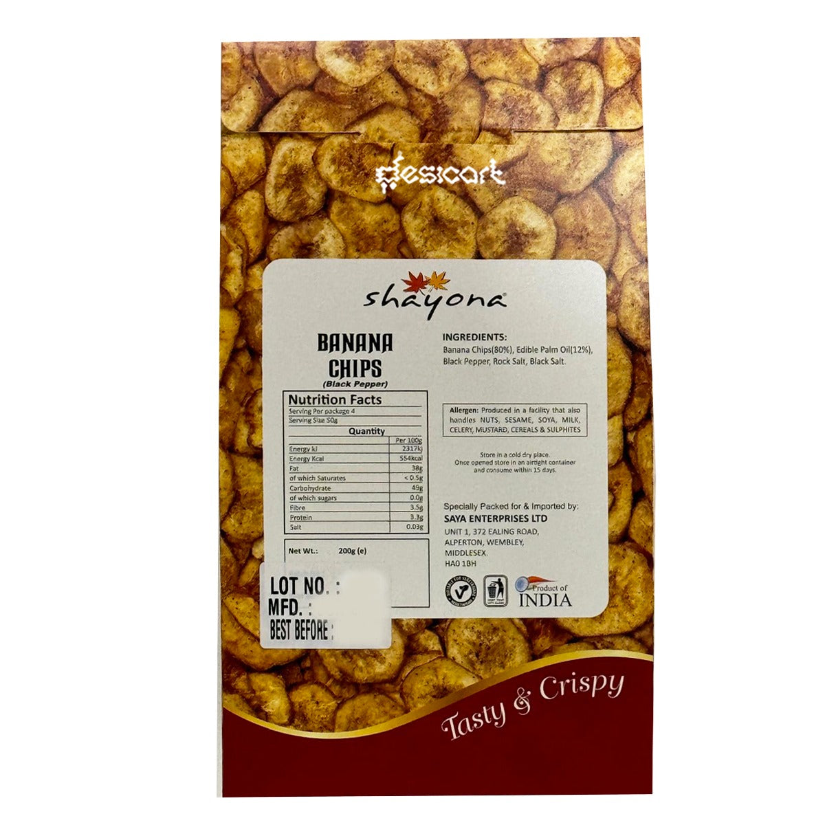 SHAYONA BANANA CHIPS(BLACK PEPPER)200G