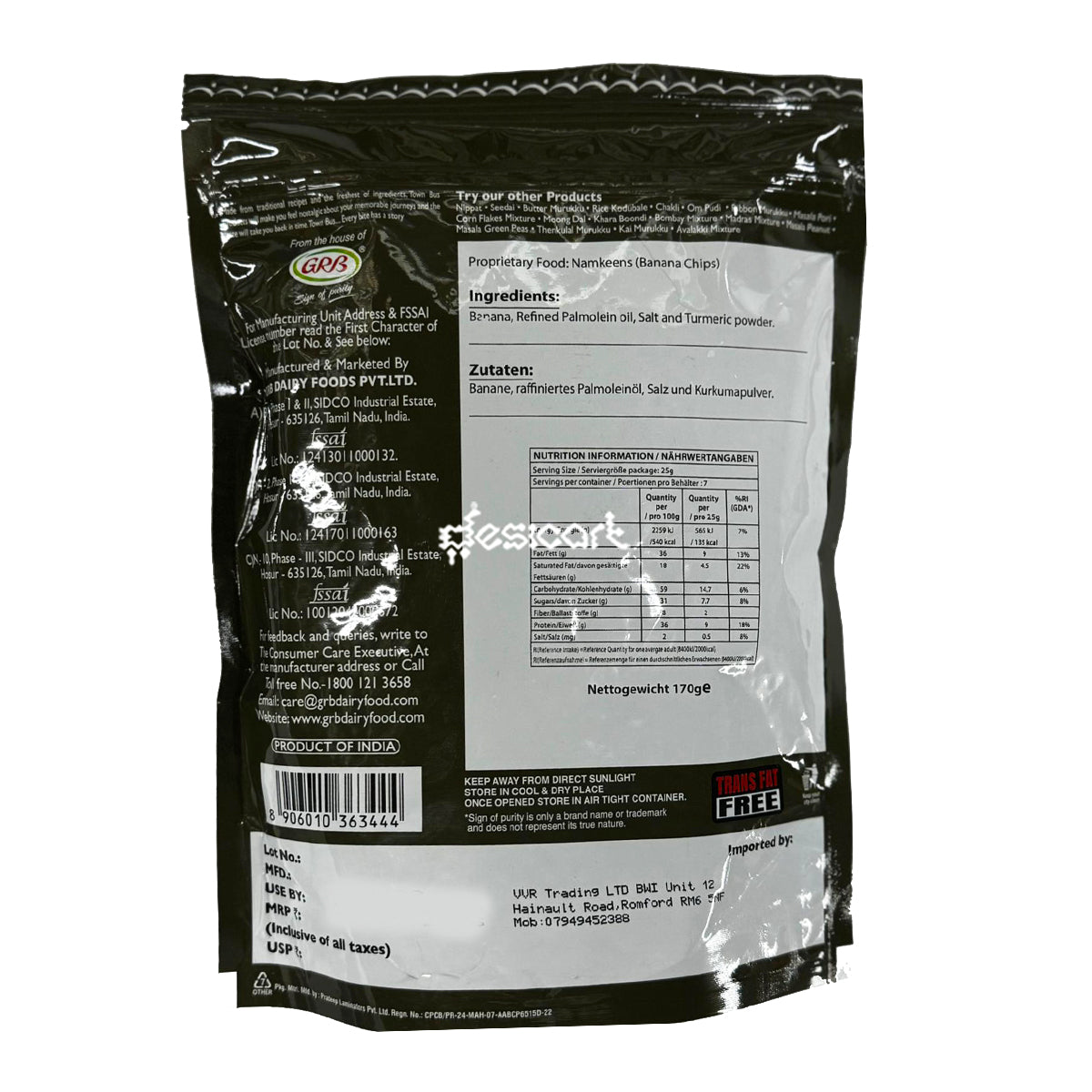 TOWN BUS BANANA CHIPS 170G