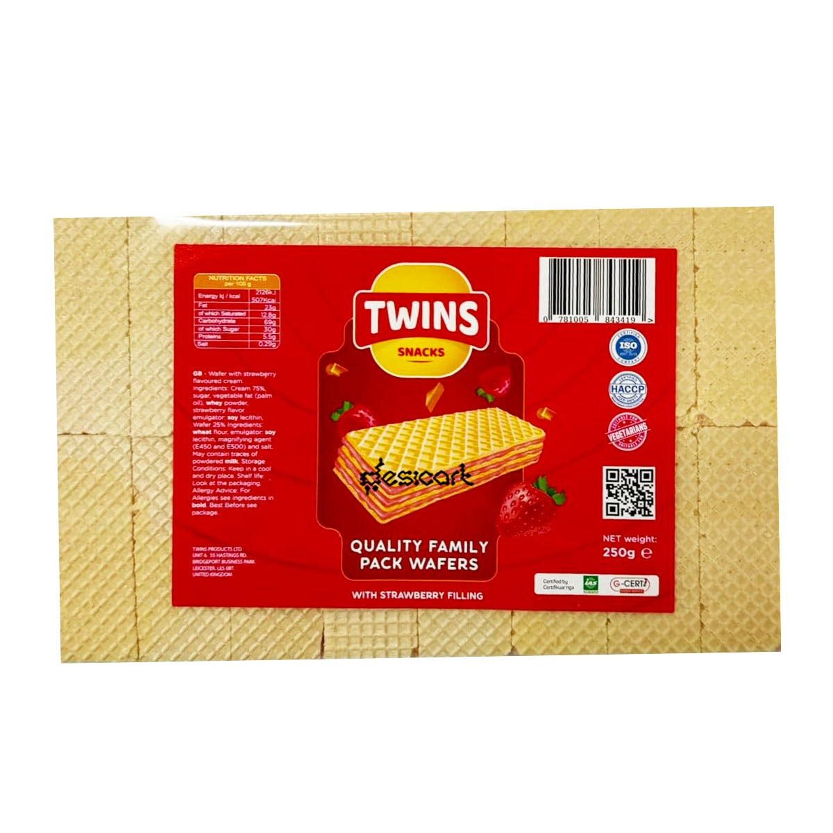 Twins Family Pack Wafers with Strawberry Filling 250g