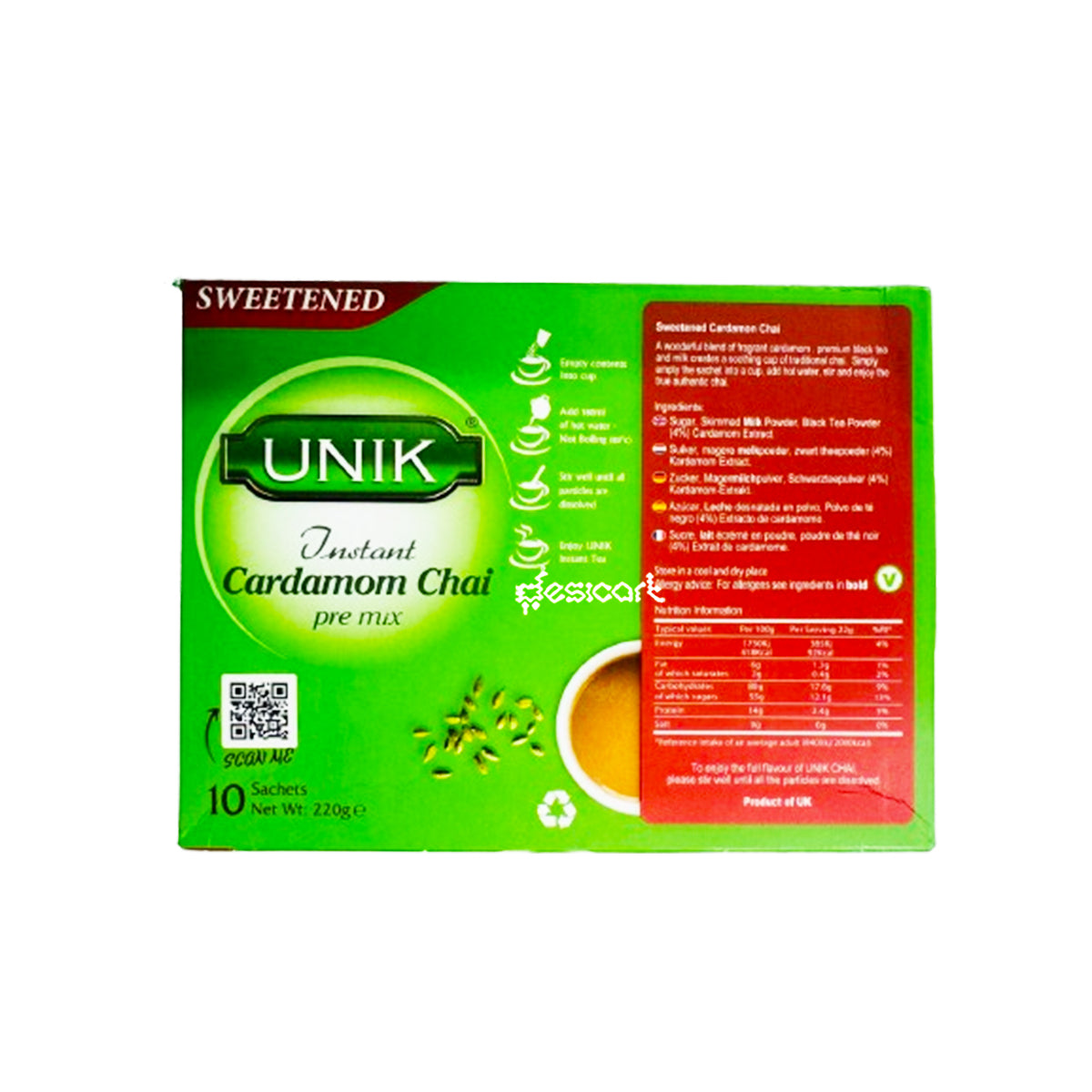 UNIK INSTANT CARDAMOM TEA (SWEETENED) 220G