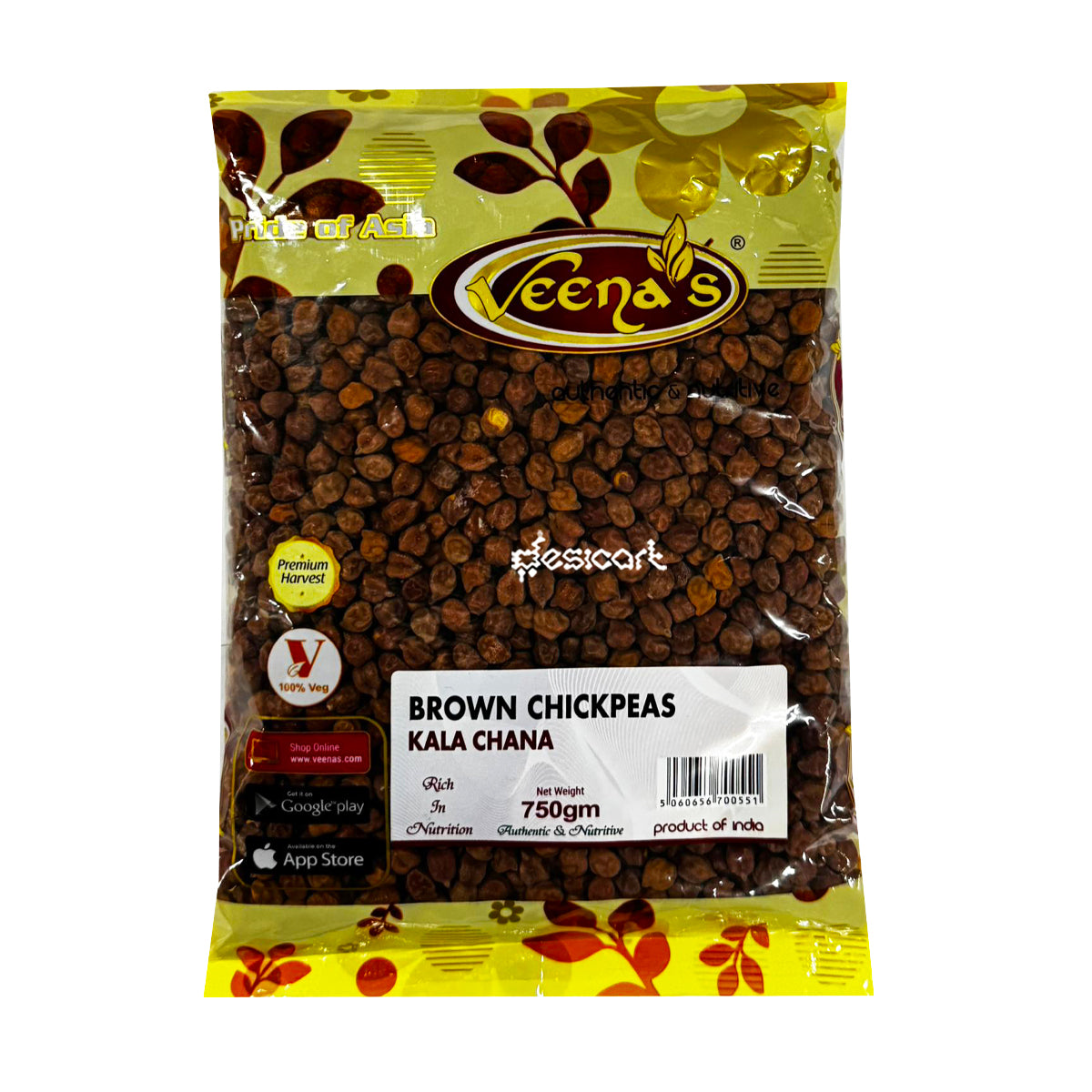 Veena's Brown Chickpeas (kala chana) 750g 