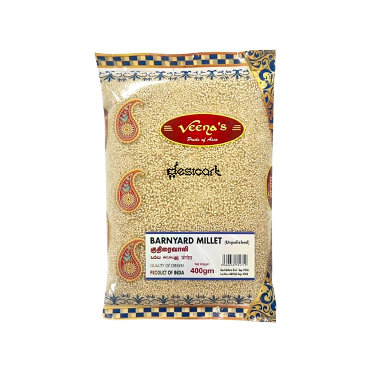 VEENA'S KUTHIRAIVALI RICE UNPOLISHED (BARNYARD MILLET) 400G