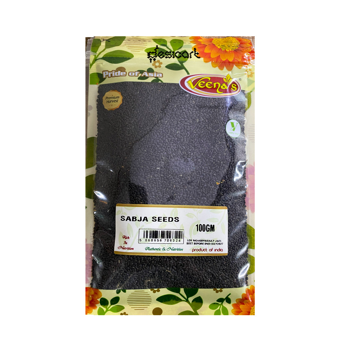 Buy Veenas Sabja Seeds (Basil Seeds) 100g at Desicart.co.uk - Online Indian Grocery Store UK