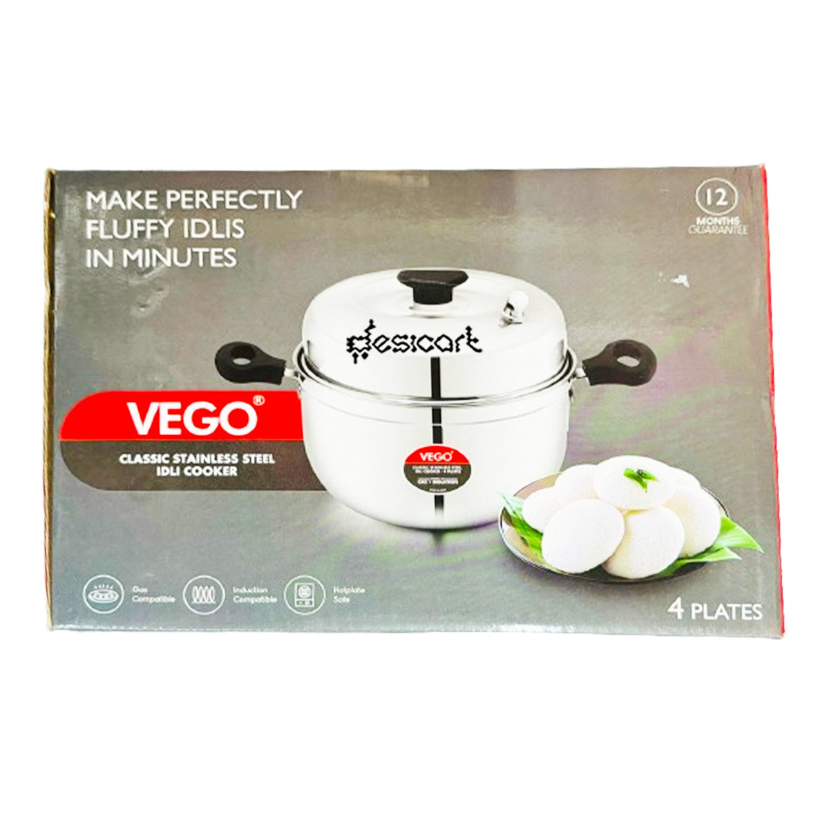 Vego Stainless Steel Idli Cooker (4 Plates)