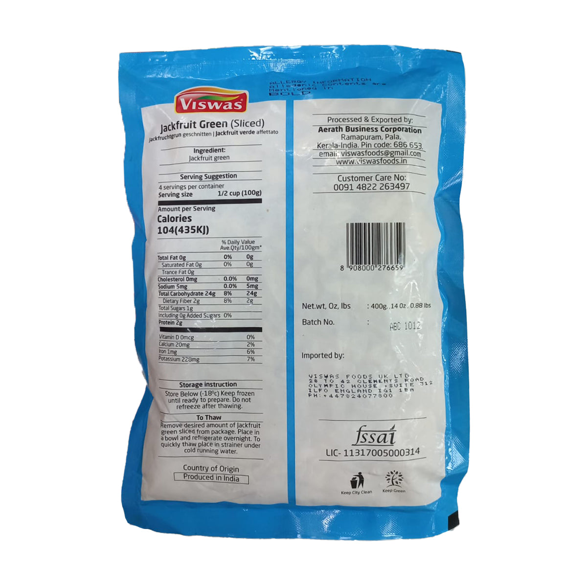 Buy Viswas Green Jackfruit (Sliced) 400g at desicart.co.uk - Online Indian Grocery Store UK
