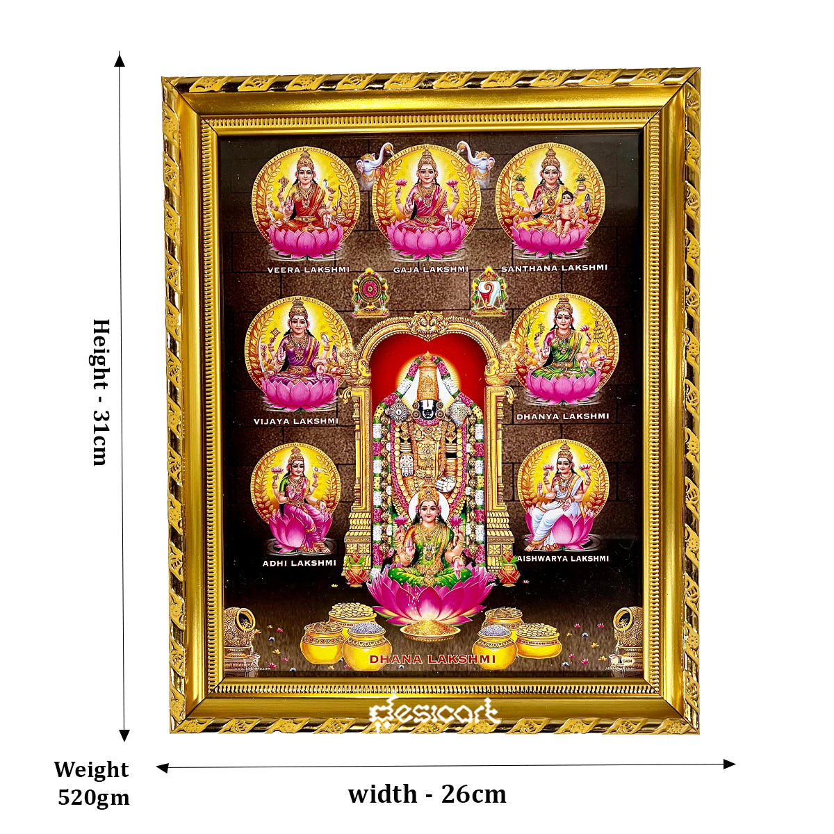 HINDU GOD PHOTO FRAME (LORD PERUMAL WITH OTHER GODNESS)(SIZE 31CM*26CM)