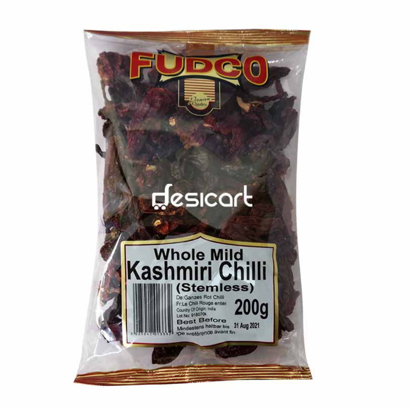 Fudco Whole Mild Kashmiri Chilli (Stemless)200g