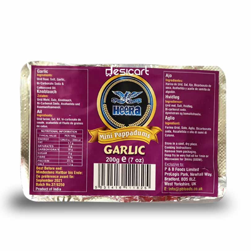 Heera Mini Garlic Pappadums 200g