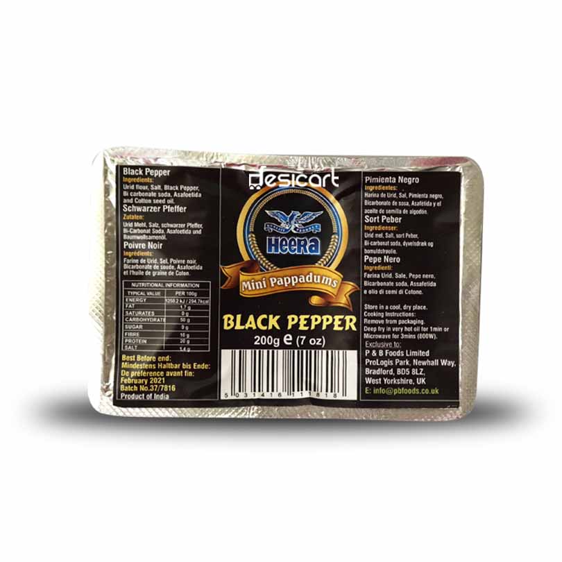 Heera Mini Black Pepper Pappadums 200g