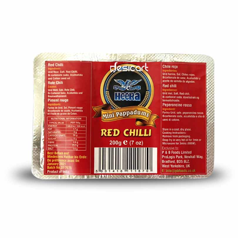 Heera Mini red Chilli Pappadums 200g