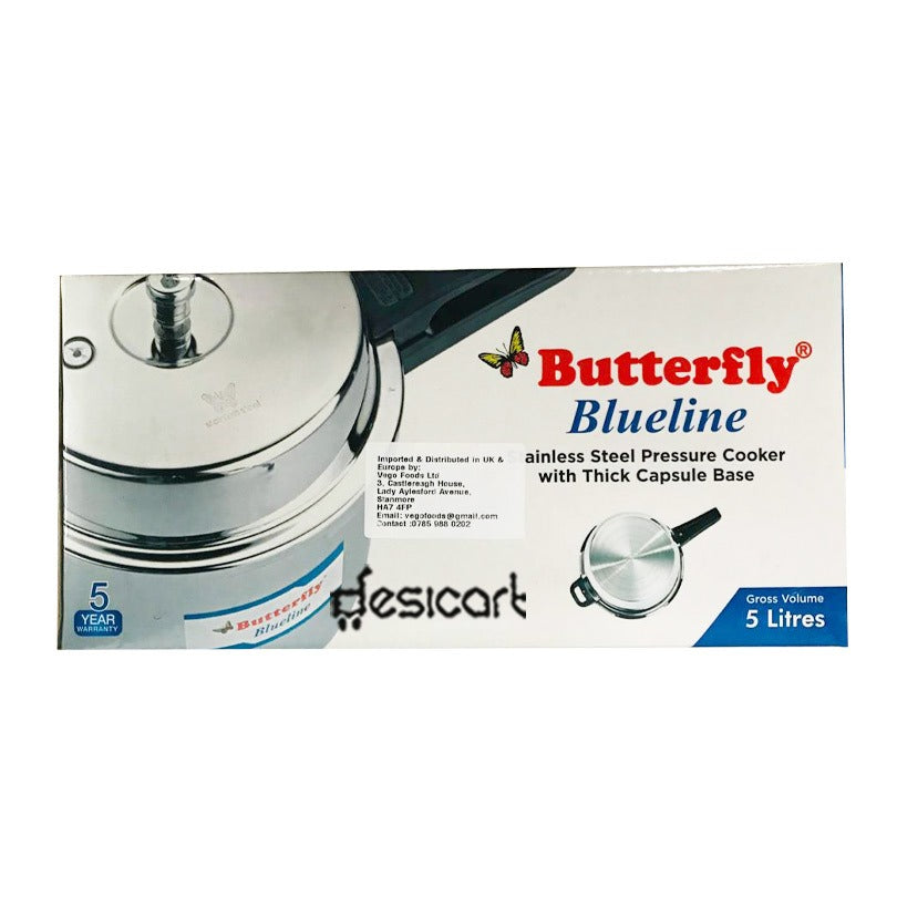 BUTTERFLY BLUE LINE STAINLESS STEEL PRESSURE COOKER 5LITRES