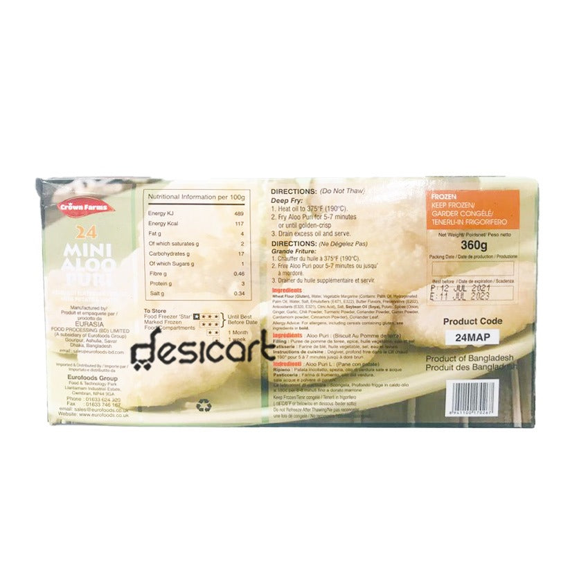 CROWN FARMS 24 MINI ALOO PURI 360G