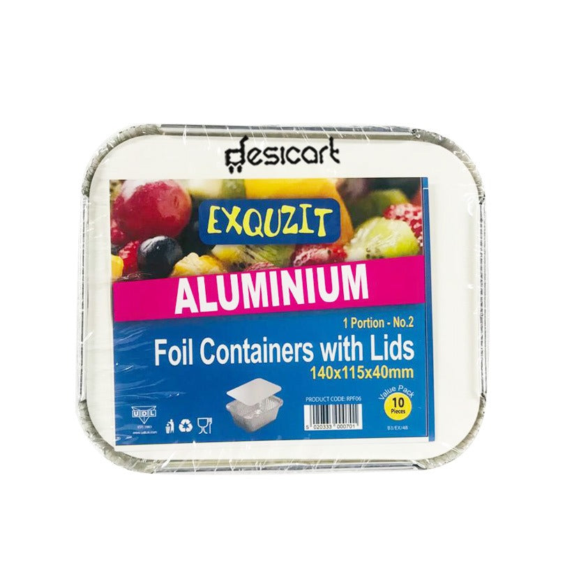 UDL EXQUZIT 1 PORTION NO.2 FOIL CONTAINERS+LIDS 10PCS (RPF06)