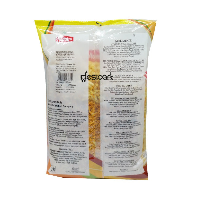 RAMDEV SNACKS SEV MAMRA WITH PEANUTS 250G