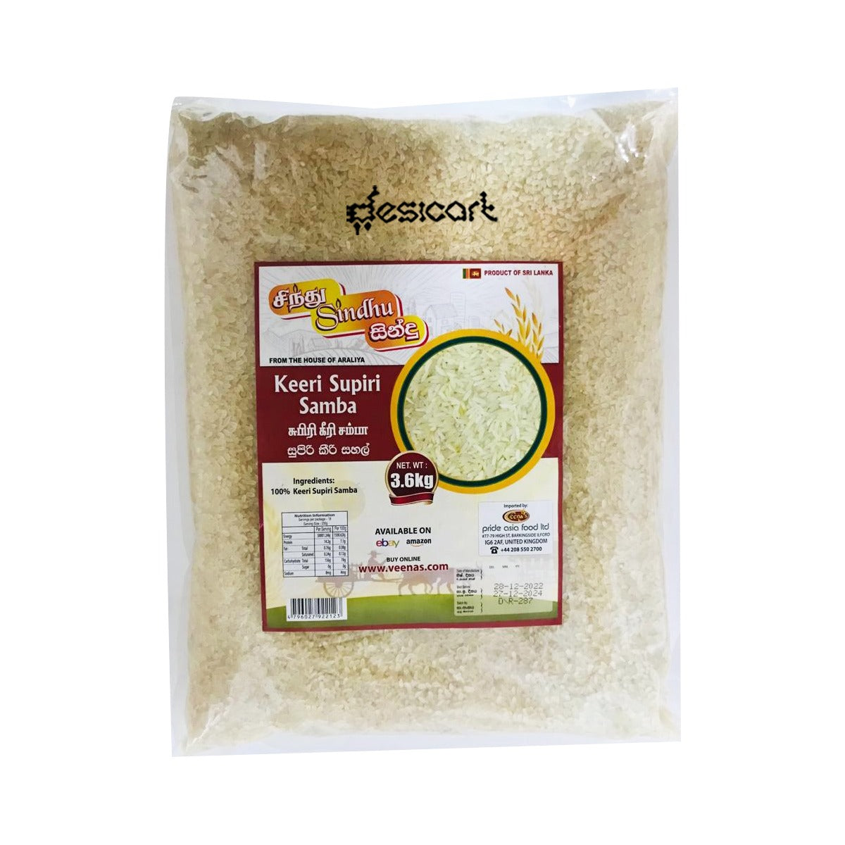 Sindhu Keeri Supiri Samba Rice 3.6kg