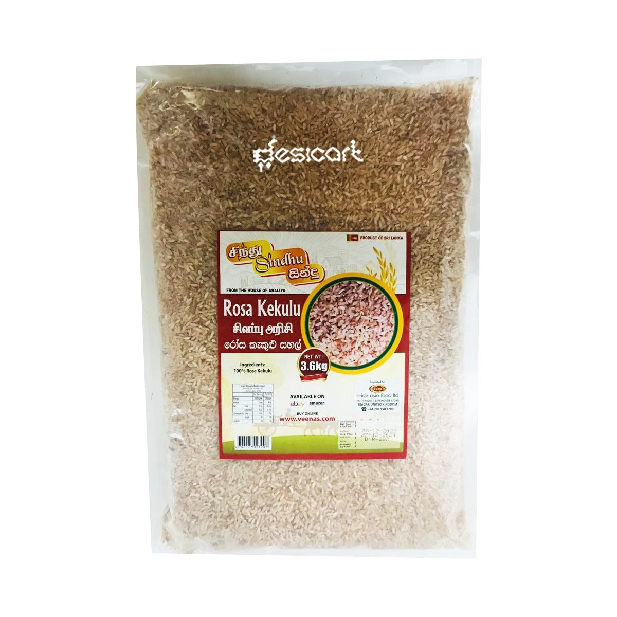 Sindhu Rosa Kekulu Rice 3.6kg