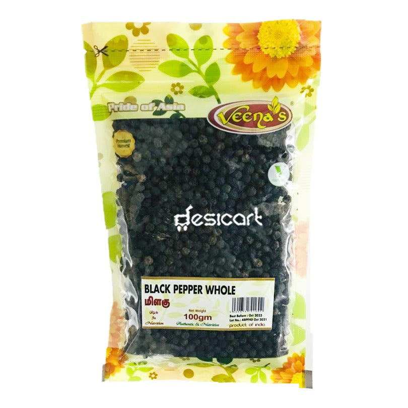 VEENA'S BLACK PEPPER WHOLE 100G