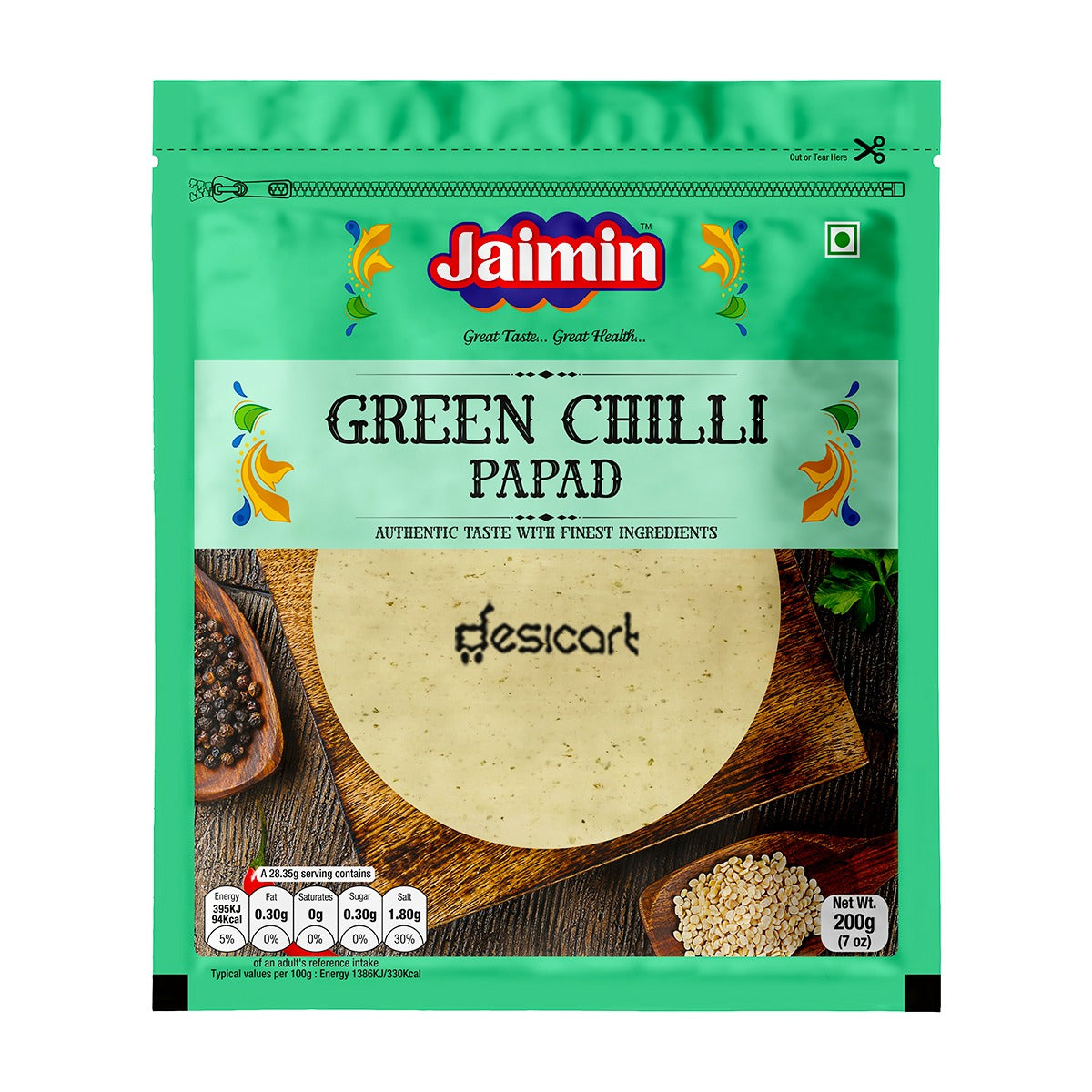 Jaimin Green Chilli Papad 200g